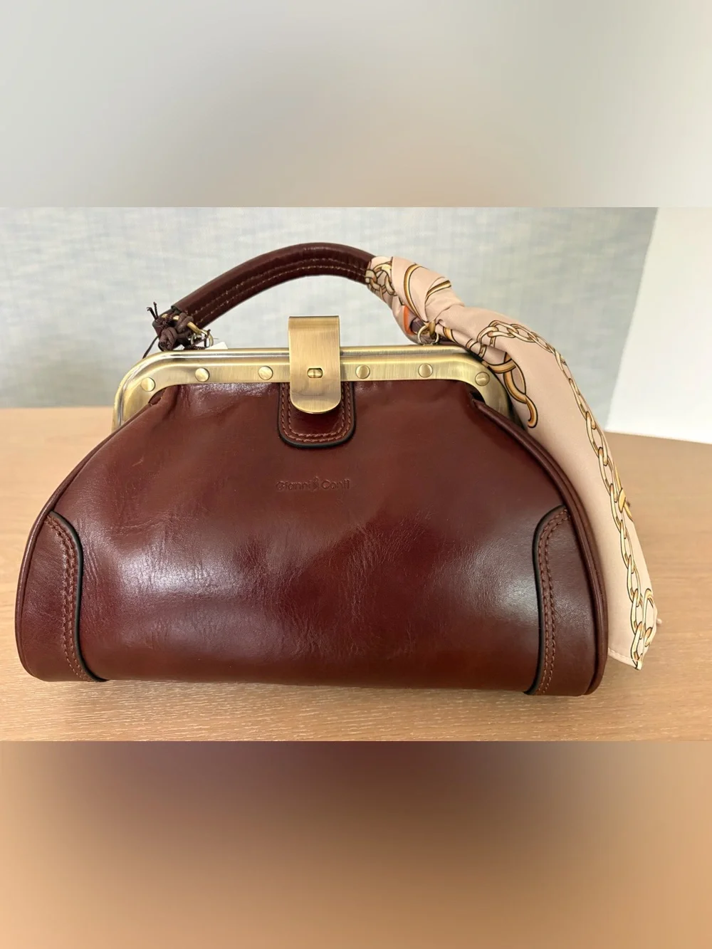 NWT Gianni Conti Italian Leather Doctor Bag Satchel Crossbody Purse W/ Dustbag
